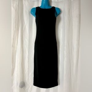 TOPSHOP Midi Black Sleeveless Formfitting / Bodycon Dress w a Scoop / Boatneck